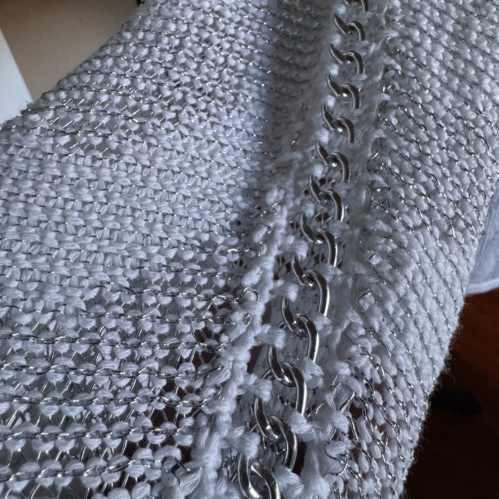 Chico’s White Sweater Metal Chain Tunic Top - Picture 5 of 12